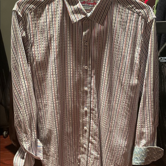 Robert Graham flip cluff multi color stripes paisley L - Picture 2 of 8